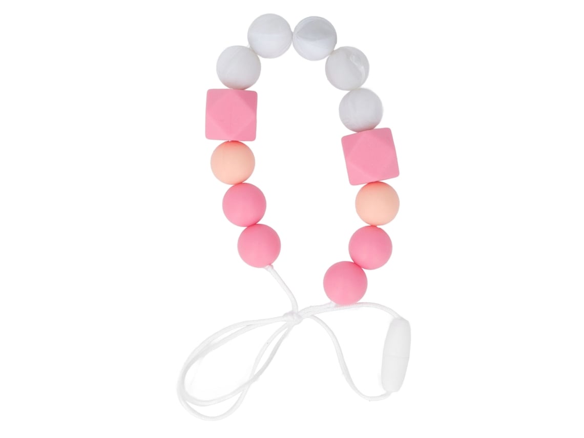 Collar Para La Dentición Del Bebé, Cuentas De Silicona Suave, Masajea Las Encías, Rojo Sandía