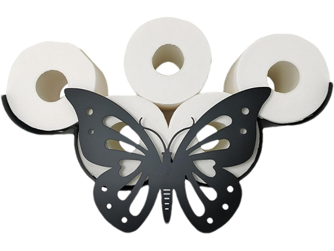 Organizador de pared para papel higiénico con diseño de mariposas, diseño de mariposas, Organ Gokoco