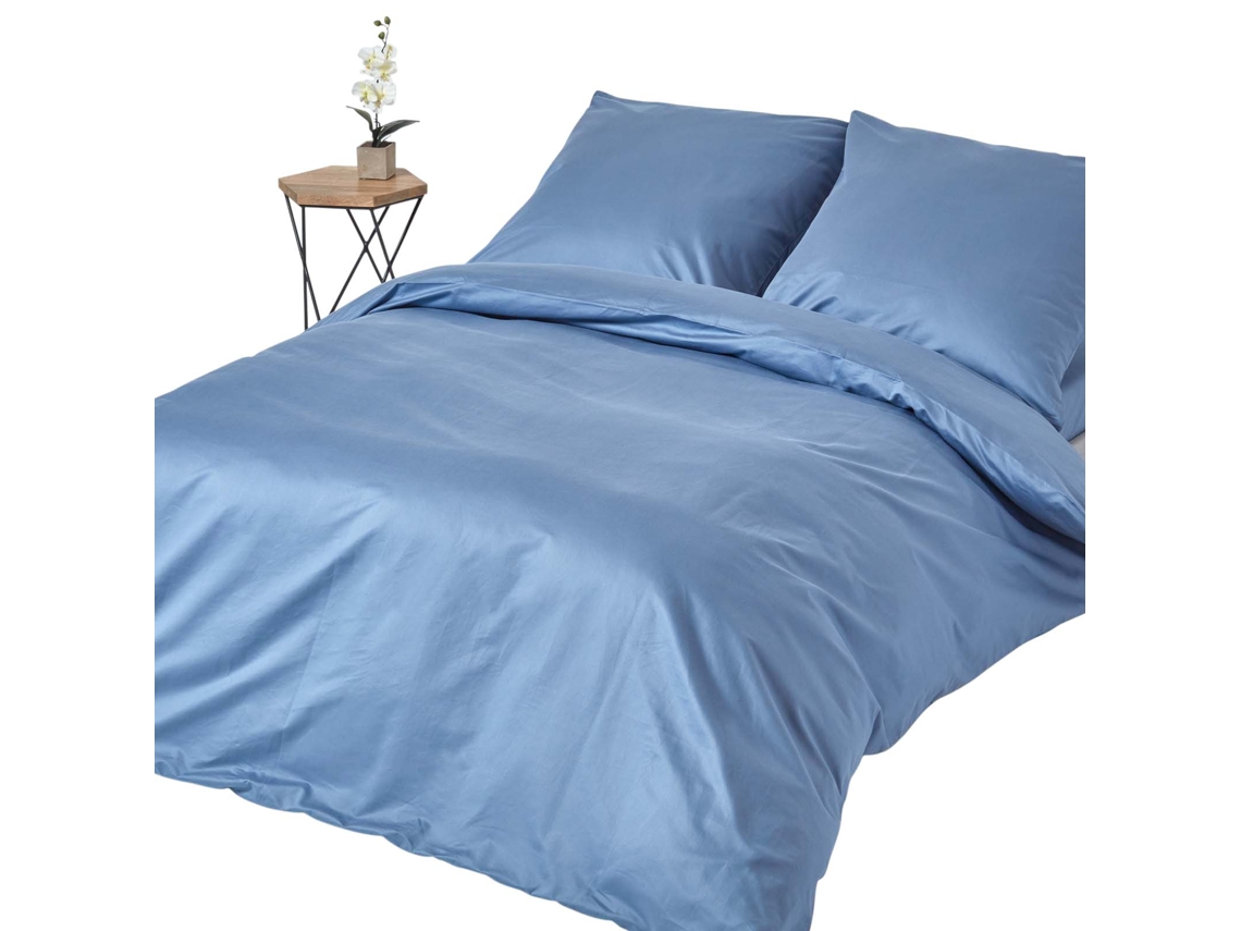 Homescapes Air Force Blue European Size Egyptian Cotton Duvet Cover Set, 1000tc, 240 X 220 Cm
