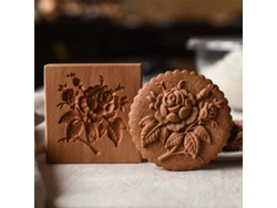 Marco De Madera Para Galletas Grabado Con Piñones Y Rosas, Ideal Para Pasteles Y Pastas.