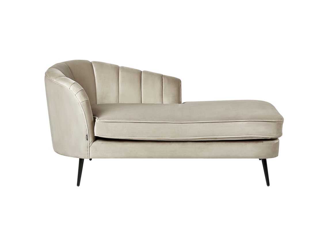 Chaise longue BELIANI Allier de Terciopelo Beige 150x76x75