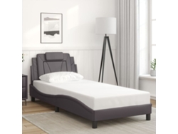 Estructura De Cama Sin Colchón Cuero Sintético Gris 90x200 Cm