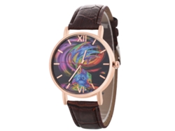 Reloj De Pulsera Analógico De Cuarzo Redondo, Unisex, Color Café.
