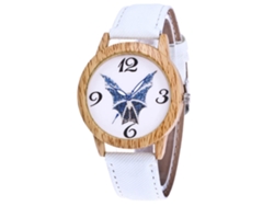 Reloj De Cuarzo Unisex Con Correa De Denim Y Textura De Madera Zhoulianfa (blanco)