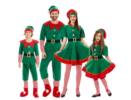 Disfraz de elfo verde para mujer, conjunto navideño para padres e hijos 170
