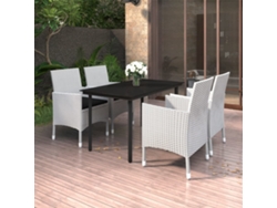 Juego de comedor de jardín de 5 piezas con cojines, mimbre y cristal, DKD Home Decor