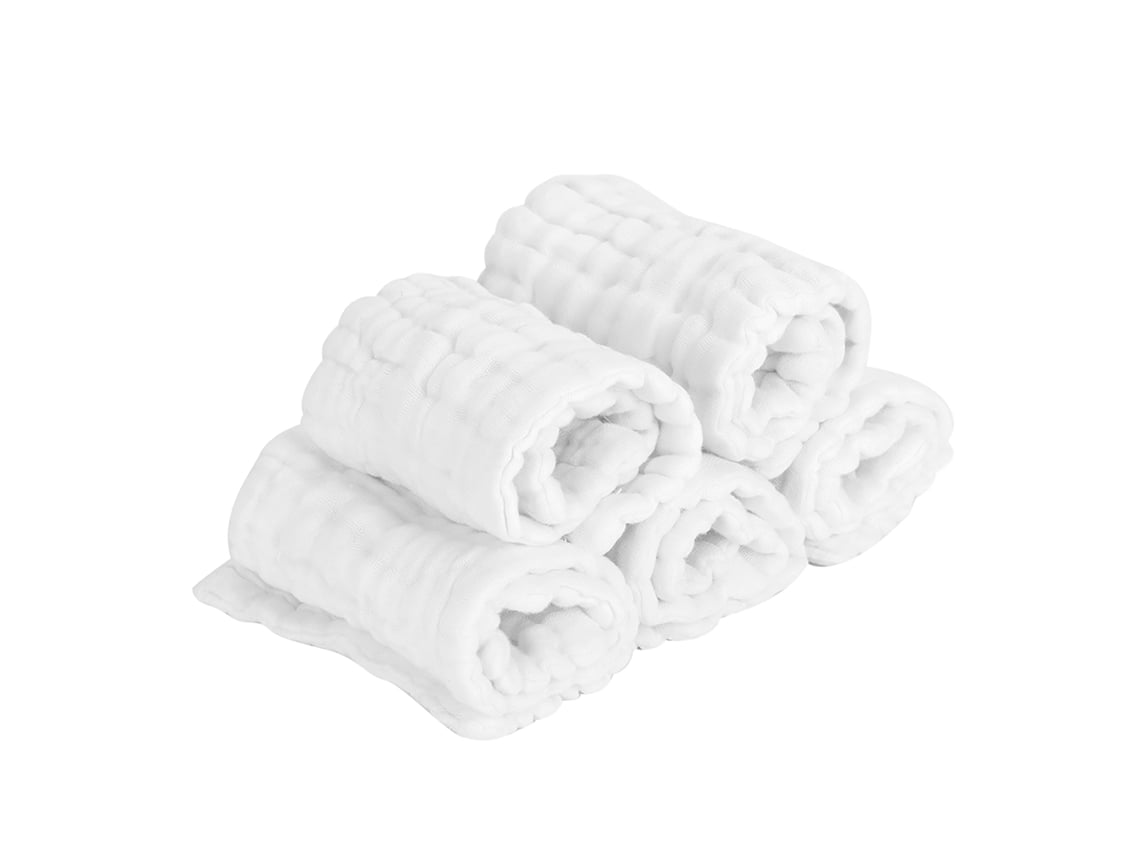 5pcs/set Fraldário De Algodão Lavável Reutilizável Fralda Bebê Cuidado Infantil Branco