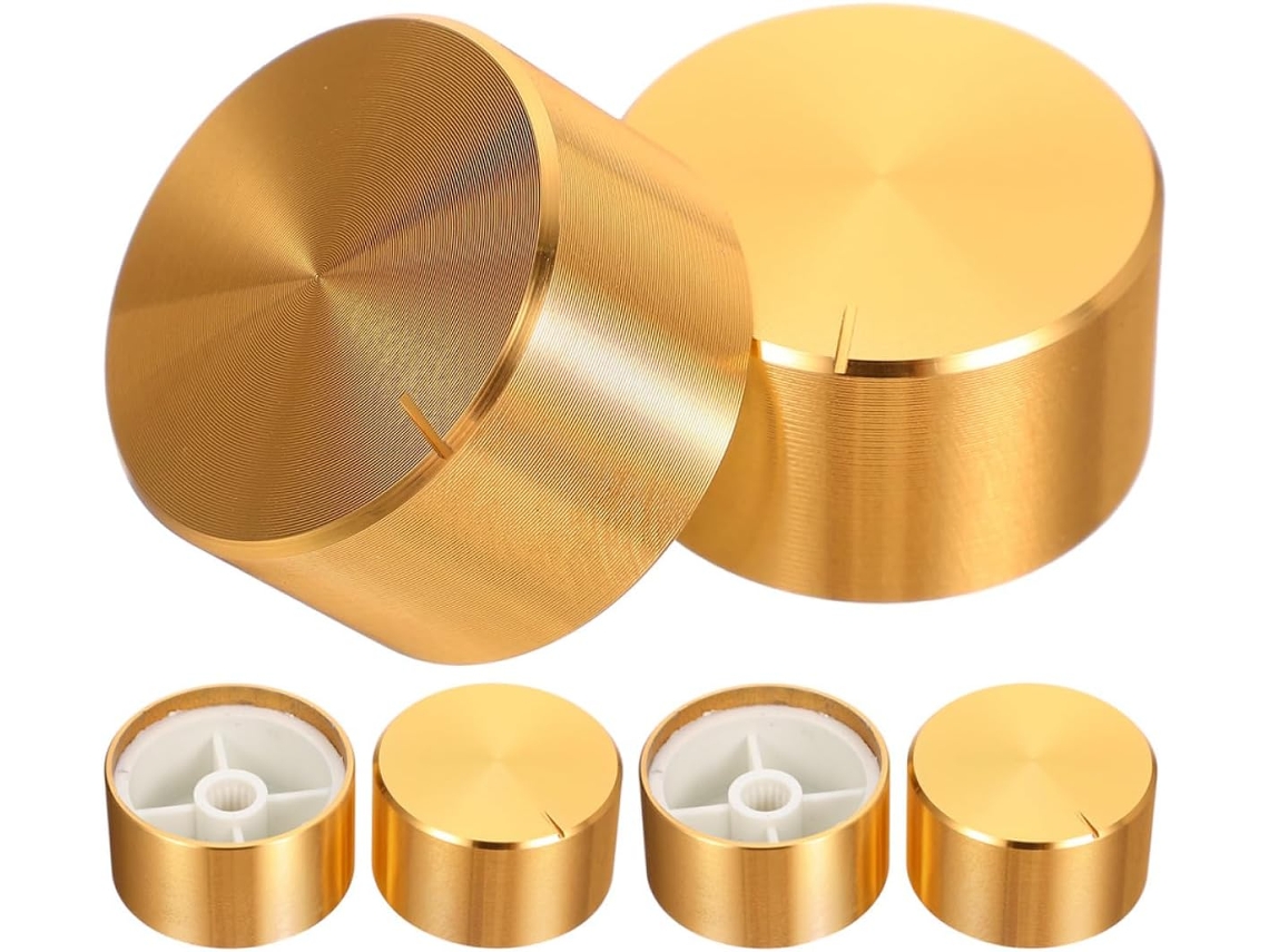 Juego De 6 Perillas De Volumen De Aluminio Dorado Para Guitarra Eléctrica, Fácil De Instalar Y Duradero.