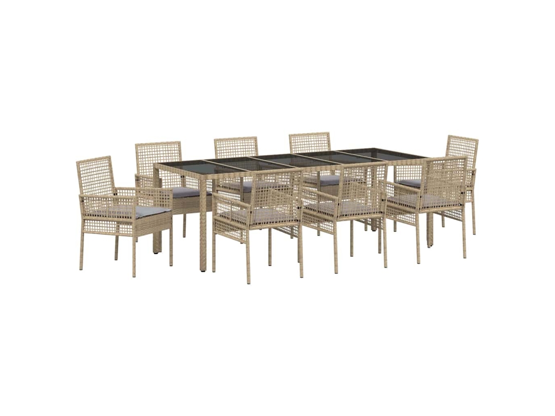 Maison Exclusive - Conjunto De Comedor De Jardín 9 Pcs Beige Ratán Sintético