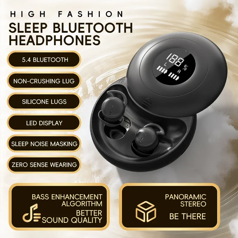 Auriculares inalámbricos invisibles (TWS) de color negro con Bluetooth 5.4