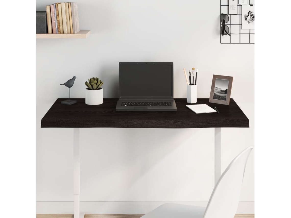 Tablero Mesa | Superficie De Mesa | Tablero De Escritorio Madera Roble Tratada Marrón Oscuro 100x60x(2-4) Cm Wsd25873