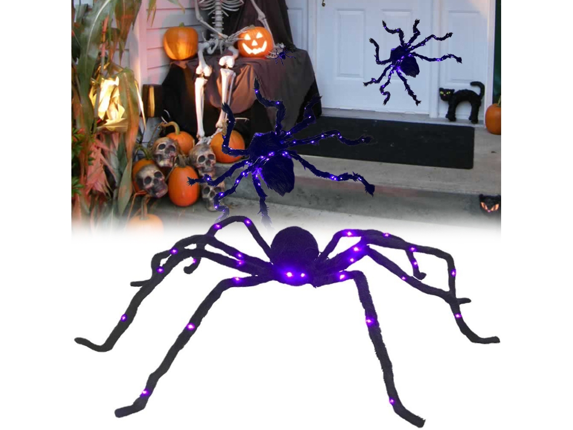 20du26 Araña gorda brillante decorativa para decoración de jardín de Halloween y fiestas en el hogar