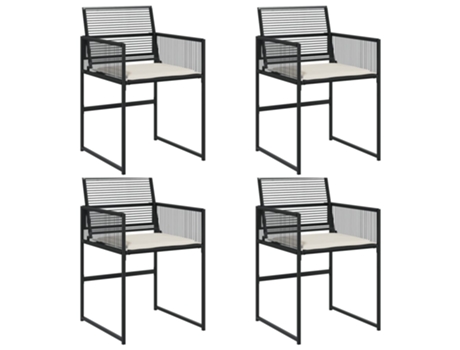 Conjunto 4 Silla De Jardín VIDAXL Negro Poli Ratán