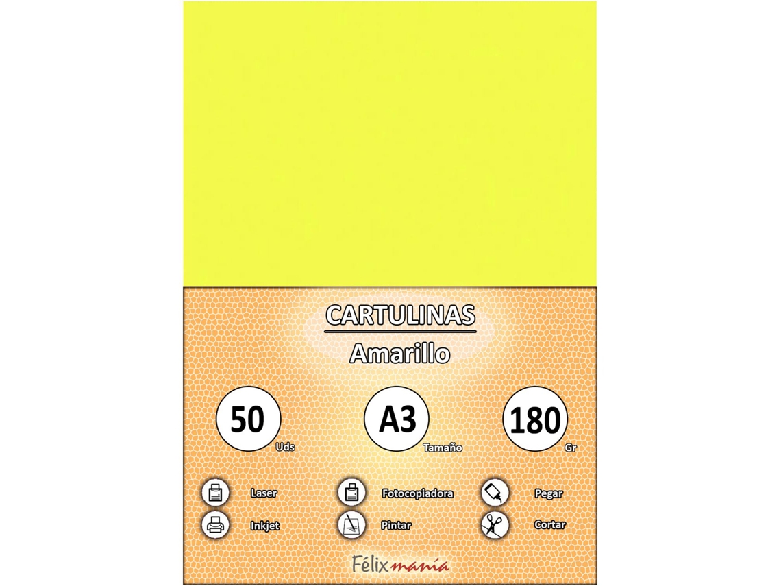 Cartón 180Gr A3 Amarillo 50 Hojas