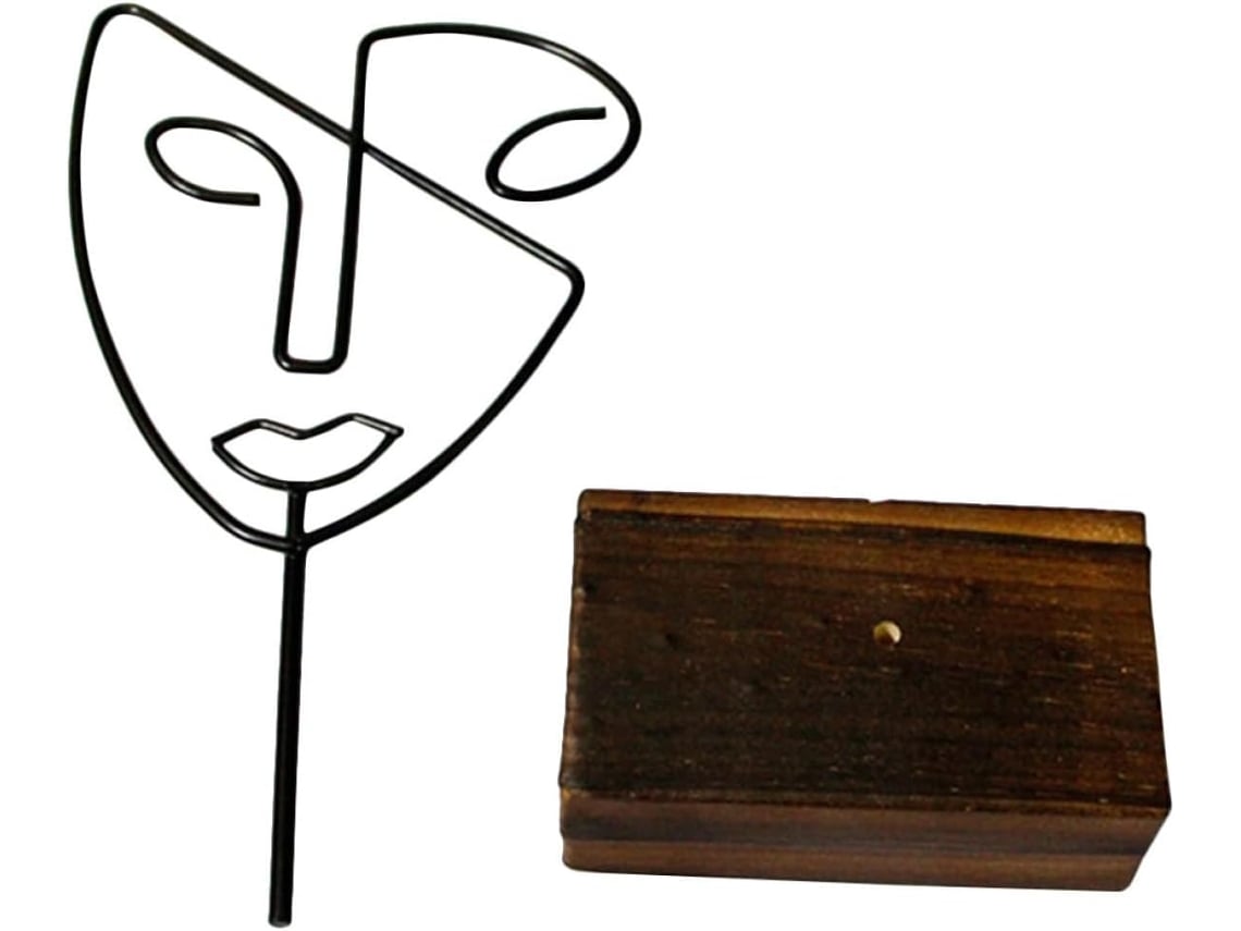 Figura Abstracta Metal Madera Oscura Escultura Artística Moderna Decoración Interiores Oficinas Comedores Base