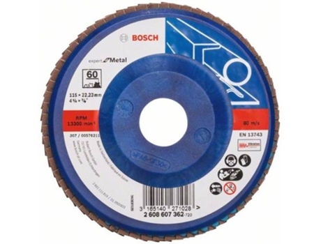 Disco de Lija BOSCH en Lamelas X551 - Expert para Metal D= 115 mm; G= 60 - Recto