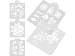 Plantillas Para Pintar Con Diseño De Rosas, 5 Piezas, Reutilizables, Plástico Fino, 20x20