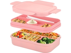 Fiambrera Para Adultos - 2000 Ml Con Separador - Utensilios Para El Almuerzo - Rosa
