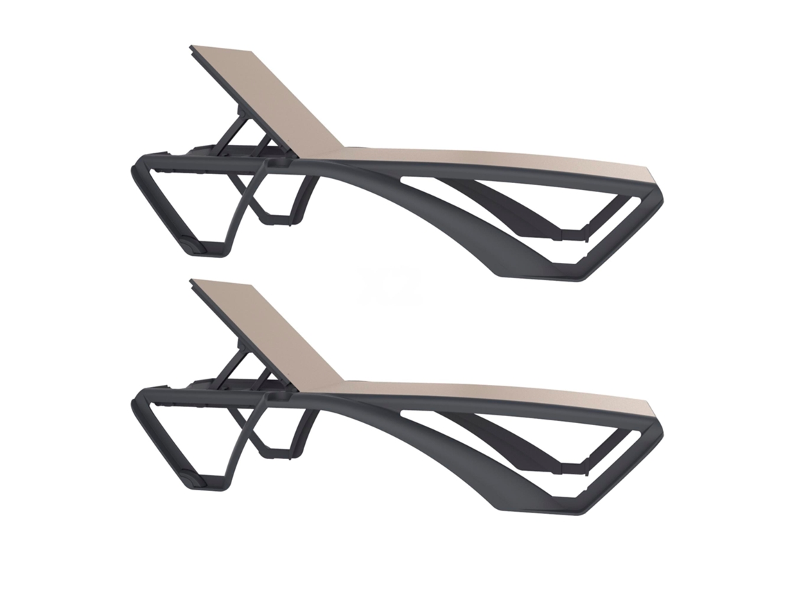 Set 2 Tumbonas Exterior Gris Oscuro - Beige Marina Club Resol