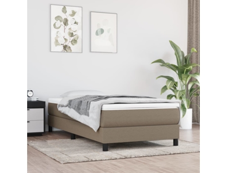 vidaXL Cama con somier y colchón 90x190 cm tela gris marrón