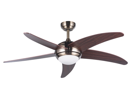 Ventilador de techo XTRELAMP RAGNAR d132cm LED 18W 6v metal cuero 5 aspas madera madera oscura Con mando a distancia