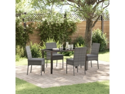 Juego de comedor de jardín de 5 piezas Lovely Home de ratán gris y poliéster