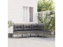 Conjunto de jardín de 4 piezas DKD Home Decor con cojines de mimbre gris