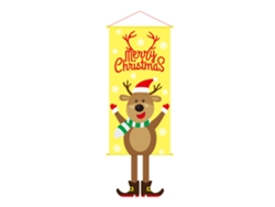 Pancarta decorativa para fiesta navideña, fondo de tela estilo alce, 110 x 40 cm, Chennnls
