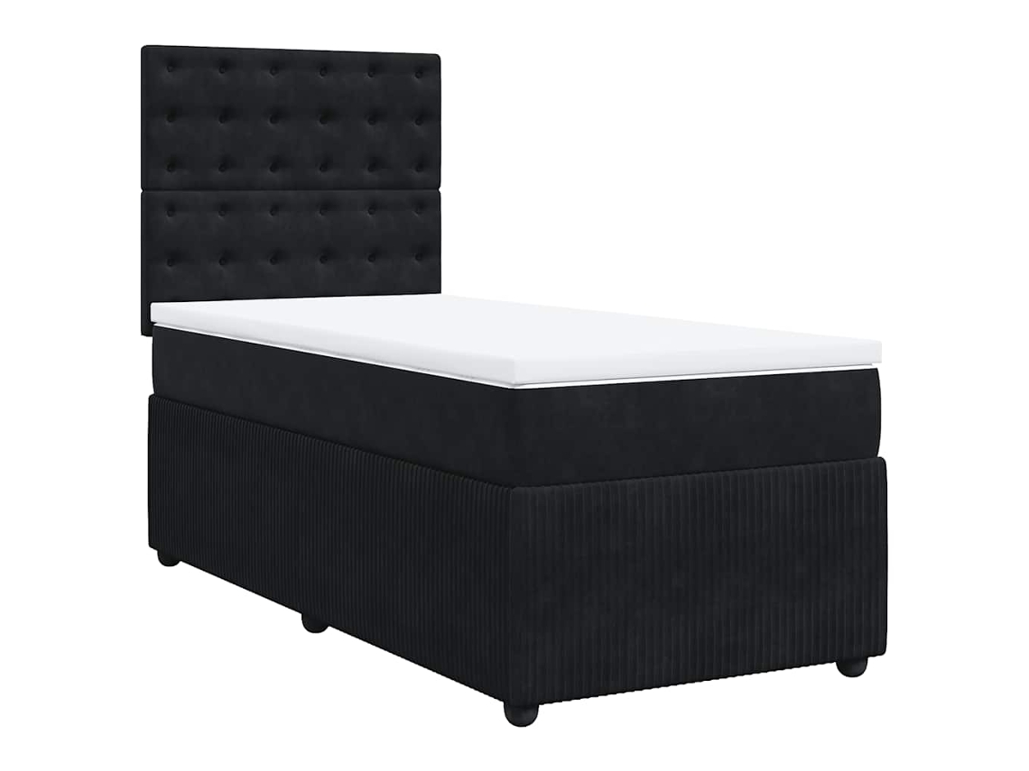 Maison Exclusive - Cama Box Spring Con Colchón Terciopelo Negro 100x200 Cm