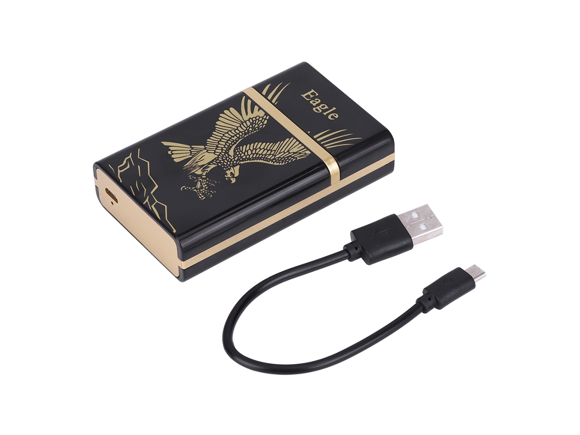 Estuche Portátil Para Cigarrillos Con Mini Encendedor Eléctrico Usb Recargable (águila Dorada)