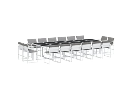 Conjunto 17 de comedor de jardín VIDAXL con cojines textilene blanco