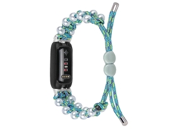 Correa trenzada arcoíris para Fitbit Inspire 3, pulsera ajustable con decoración de perlas para reloj inteligente Ly Ebike