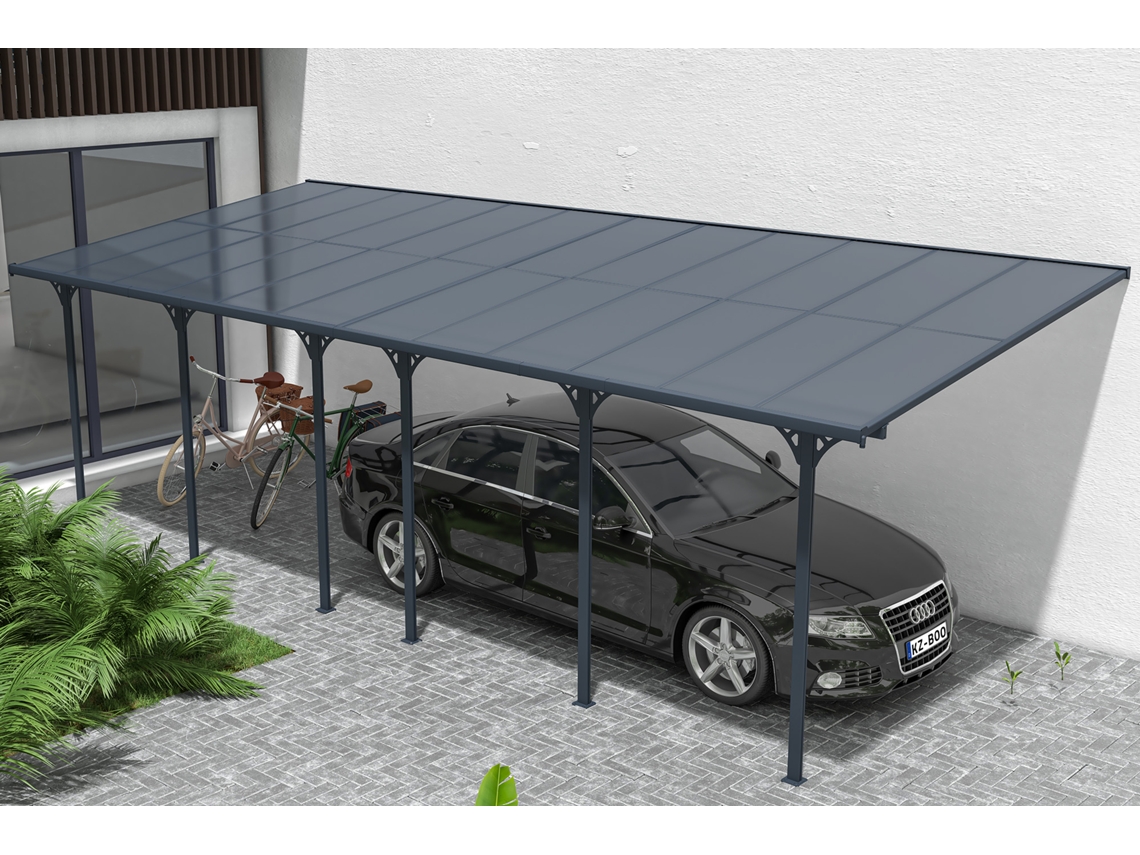 Cazeboo Pérgola Cubierta para Terraza de Aluminio Premium, gris 8x3 m KLEO
