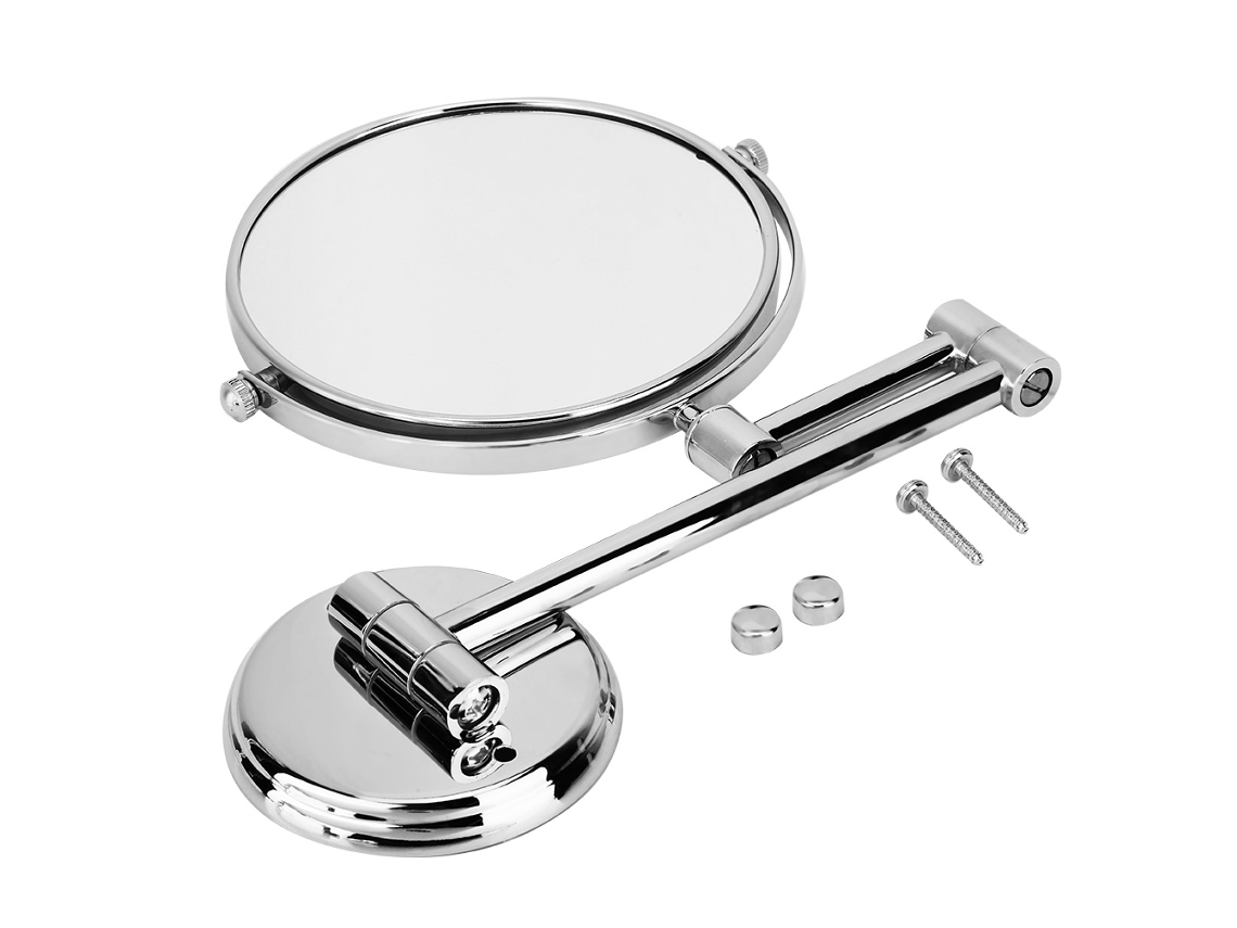 Espejo de maquillaje de pared giratorio y plegable de 3 x 6 pulgadas