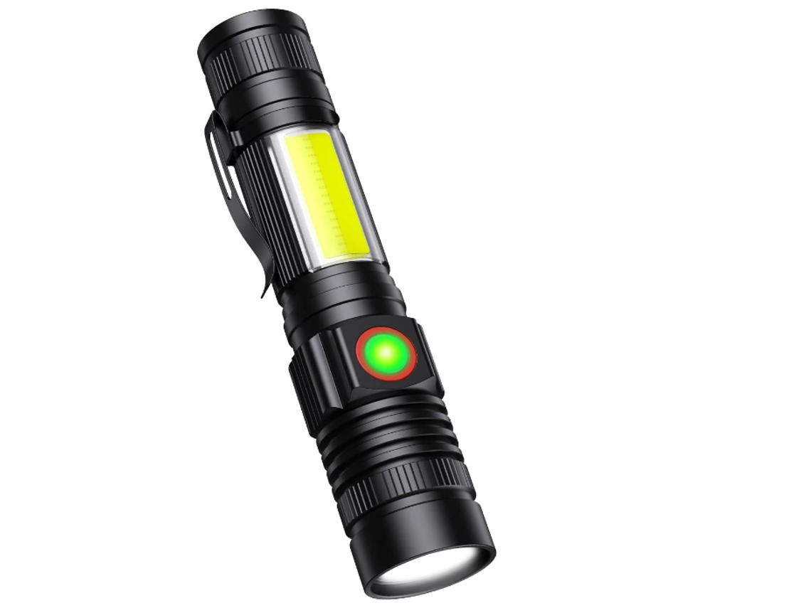 Linterna Táctica Led Con Luz Cob, Linterna De Emergencia Súper Brillante De 1900 Lúmenes, Linterna Magnética Impermeable (negro)