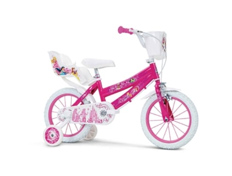 Bicicleta Infantil con Rueda Canasta 14'' Rosa y Blanca PRINCESA DISNEY