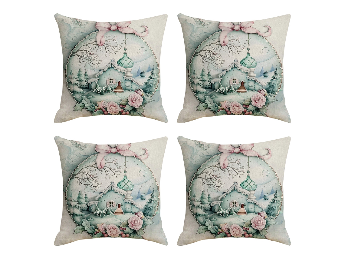 Fundas de cojines navideños con temática de Papá Noel y Muñeco de Nieve TRUYUETY