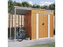 Caseta de jardín con porche 277x110,5x181cm Acero marrón claro LOVELY HOME