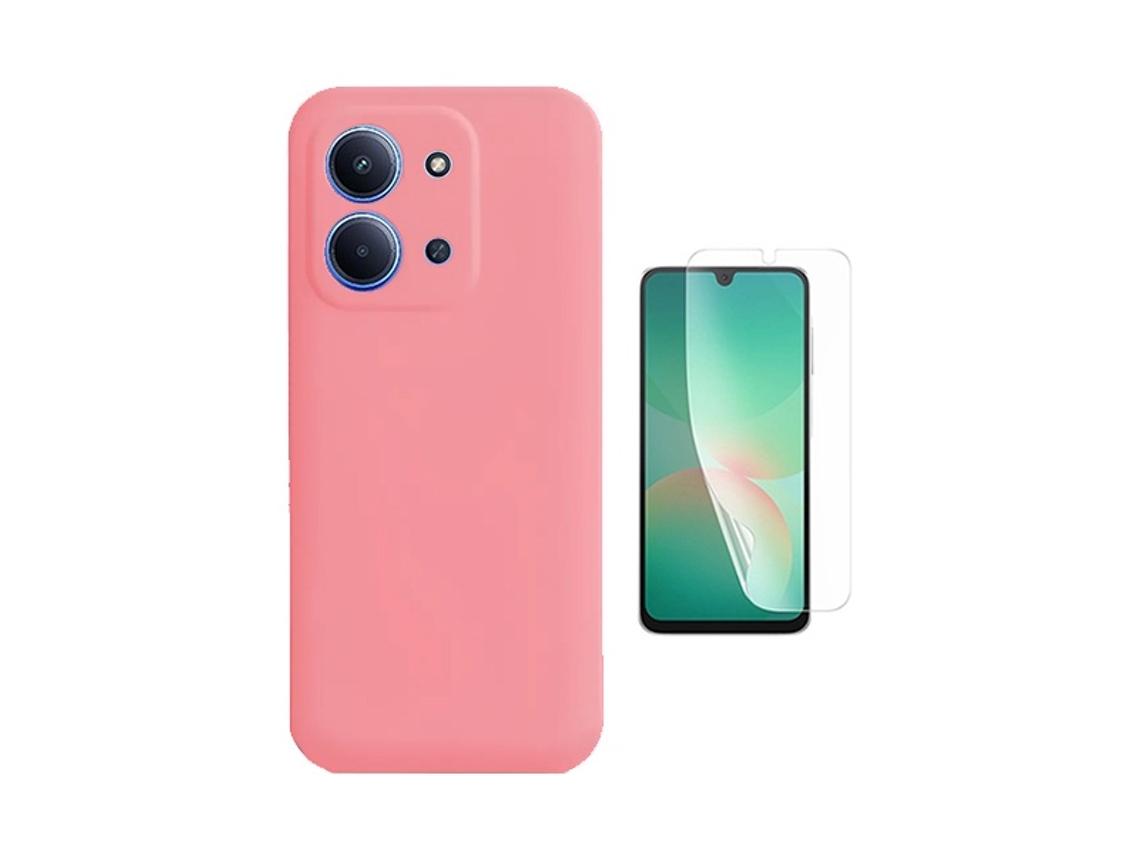 Kit De Película Protectora Frontal De Hidrogel Funda Protectora Trasera De Silicona Gift4me Para Xiaomi Poco C85 - Rosa