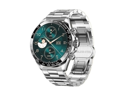 Reloj inteligente con llamadas Bluetooth, botón giratorio, monitorización de frecuencia cardíaca y presión arterial, plateado Bestvite