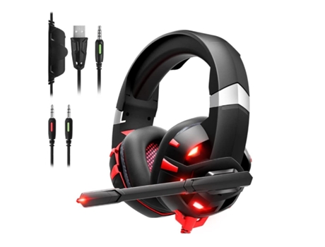 Auriculares Gaming Auriculares para Pc con Micrófono con Cancelación de Ruido y Luz Led Compatible con Xbox One Ps4 Ps5 Pc BISBISOUS