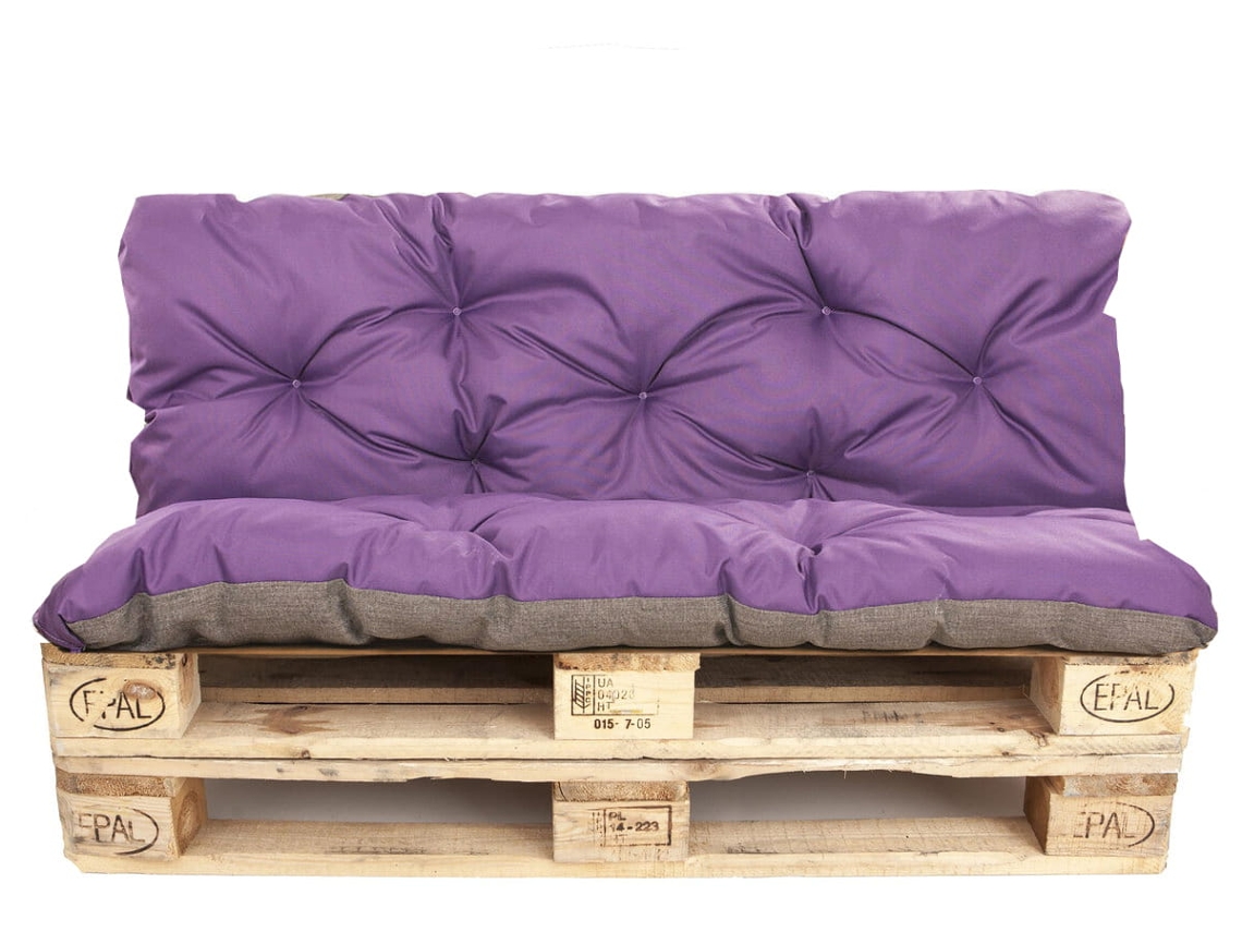 Set Cojines de palet Asiento 120 x 80 y Respaldo 120 x 50 cm Morado cojines de sofá - cojín para palet de interior - exterior SETGARDEN