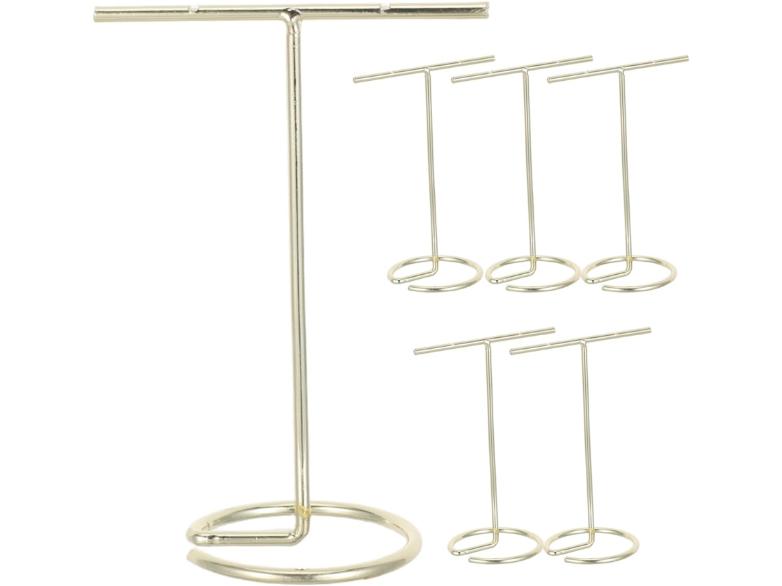 Soporte Exhibición Pendientes Forma Metal Dorado 6 Piezas Organizador Joyas Compacto Almacenamiento Accesorios