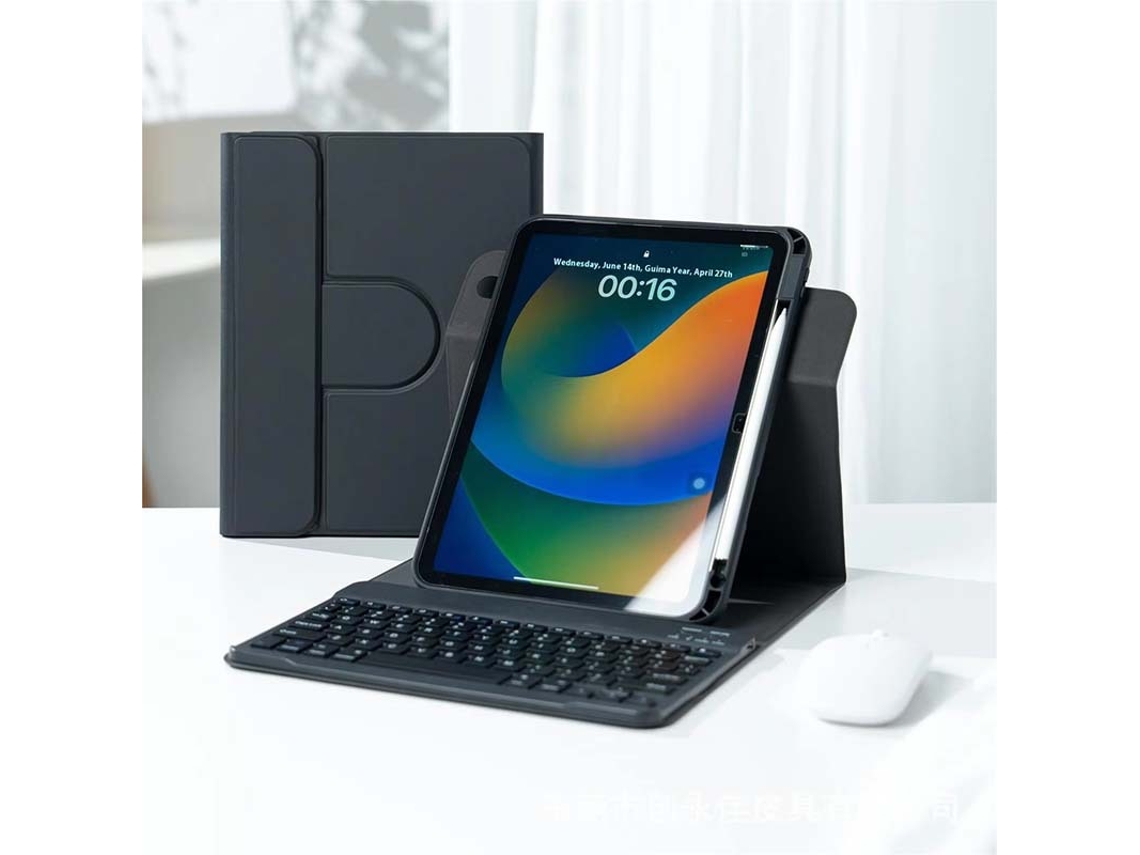 Funda con teclado Bluetooth Fwinl para iPad de 11.ª generación (A16, 2022/2025), teclado y ratón en portugués, color negro