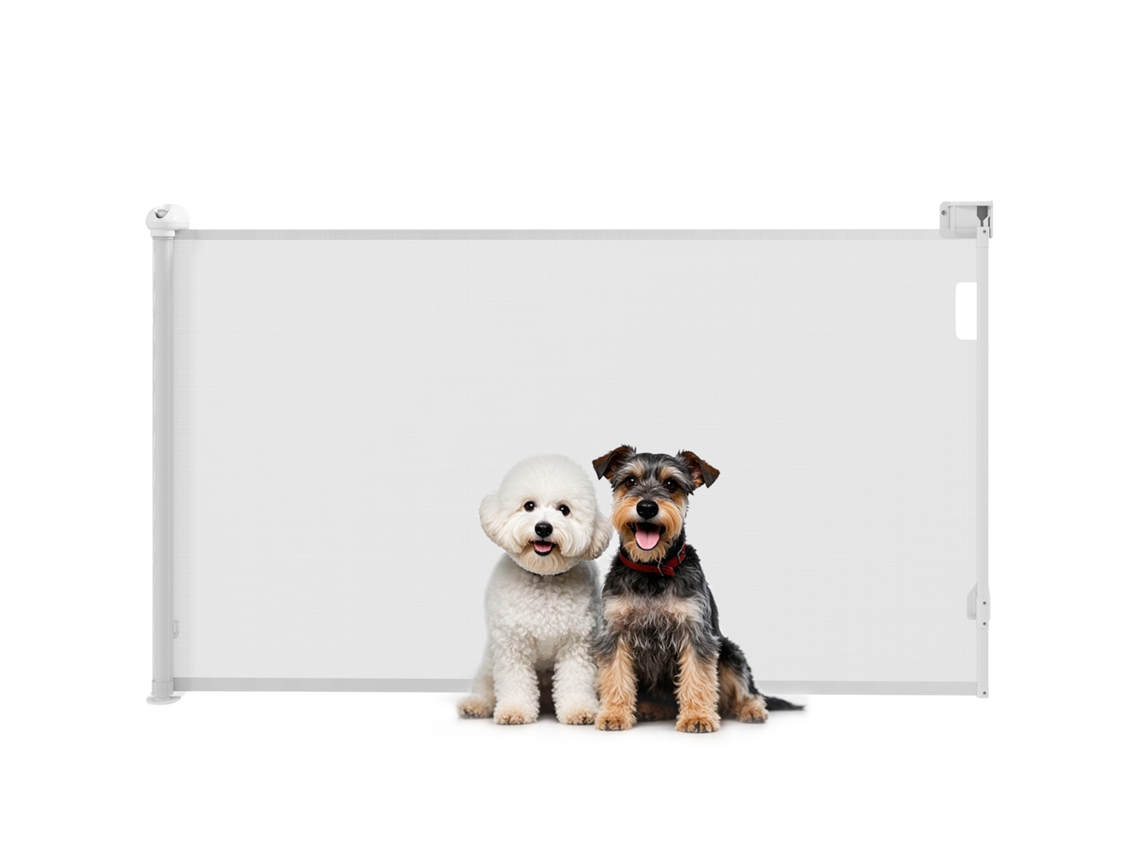 Barrera Retráctil De 0-140 Cm Con Cerradura Para Escaleras Y Puertas, Color Blanco.