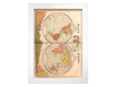 NACNIC Pósters Geográficos En Estilo Vintage Mapamundi En Hemisferios De 1879 Ilustraciones De Antiguos Mapamundis En Tonos Sepia Tamaño A3, Sin Ma...
