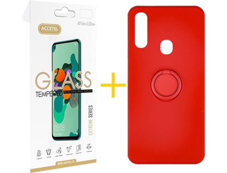 Carcasa + Protector de Pantalla para Samsung Galaxy A20e ACCETEL Rojo
