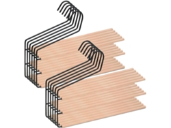 COM-FORT HOUSE - Perchas de Metal para Pantalones con Barra de Madera - Pack 12 Unidades - Perchas Color Negro - Finas y Resistentes para Ordenar tu Ropa - con 3 Niveles para Colgar