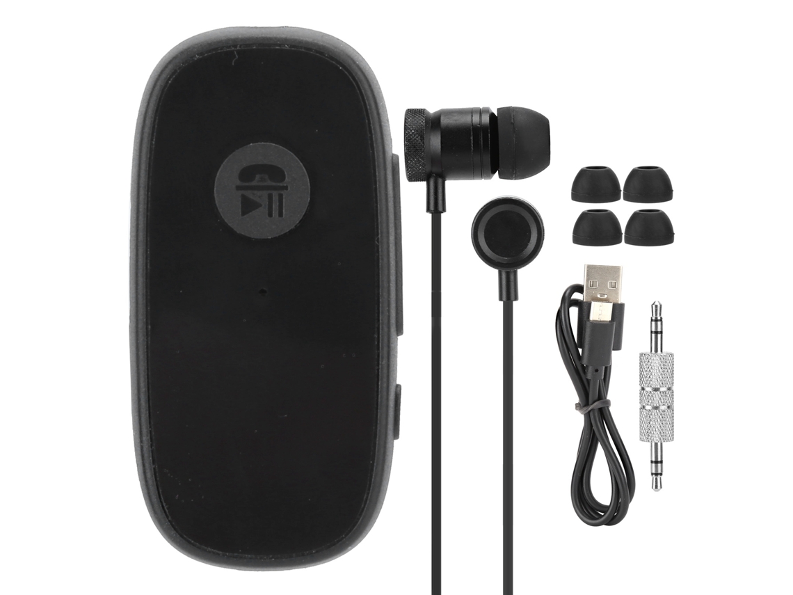 Auriculares Bluetooth 5.0 con clip para el cuello y adaptador de audio para coche