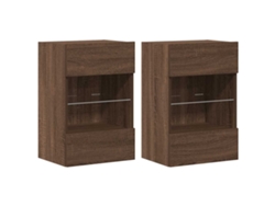 Maison Exclusive - Armarios De Pared Con Luces Led Para Tv 2 Uds Roble Marrón 40x30x60,5 Cm